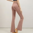 thumbnail image 1 of Jacenvly women's pants Flared Pants Extra Long Elastic Waisted Plain Formal Trousers for Women Solid Color Micro Flare High Waist and Hip Lifting Exercise Fitness Yoga Pants, 1 of 4