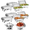 thumbnail image 1 of Jacgood 10 Pack Chafing Dish Rectangular 8QT Full Pan×4+Half Pan×4+Round 6QT×2 Chafers Stainless Steel Catering Buffet Warmer Set for Parties,Events,Wedding,Dinner, 1 of 8