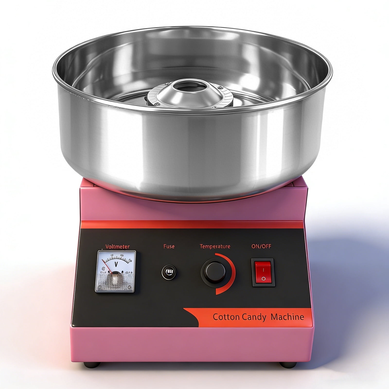 Jacgood  1000W Electric Cotton Candy Machine with 15-Inch Stainless Steel Bowl, 3000RPM High Speed Motor, Adjustable 122-572°F Temperature Control and Voltage Meter
