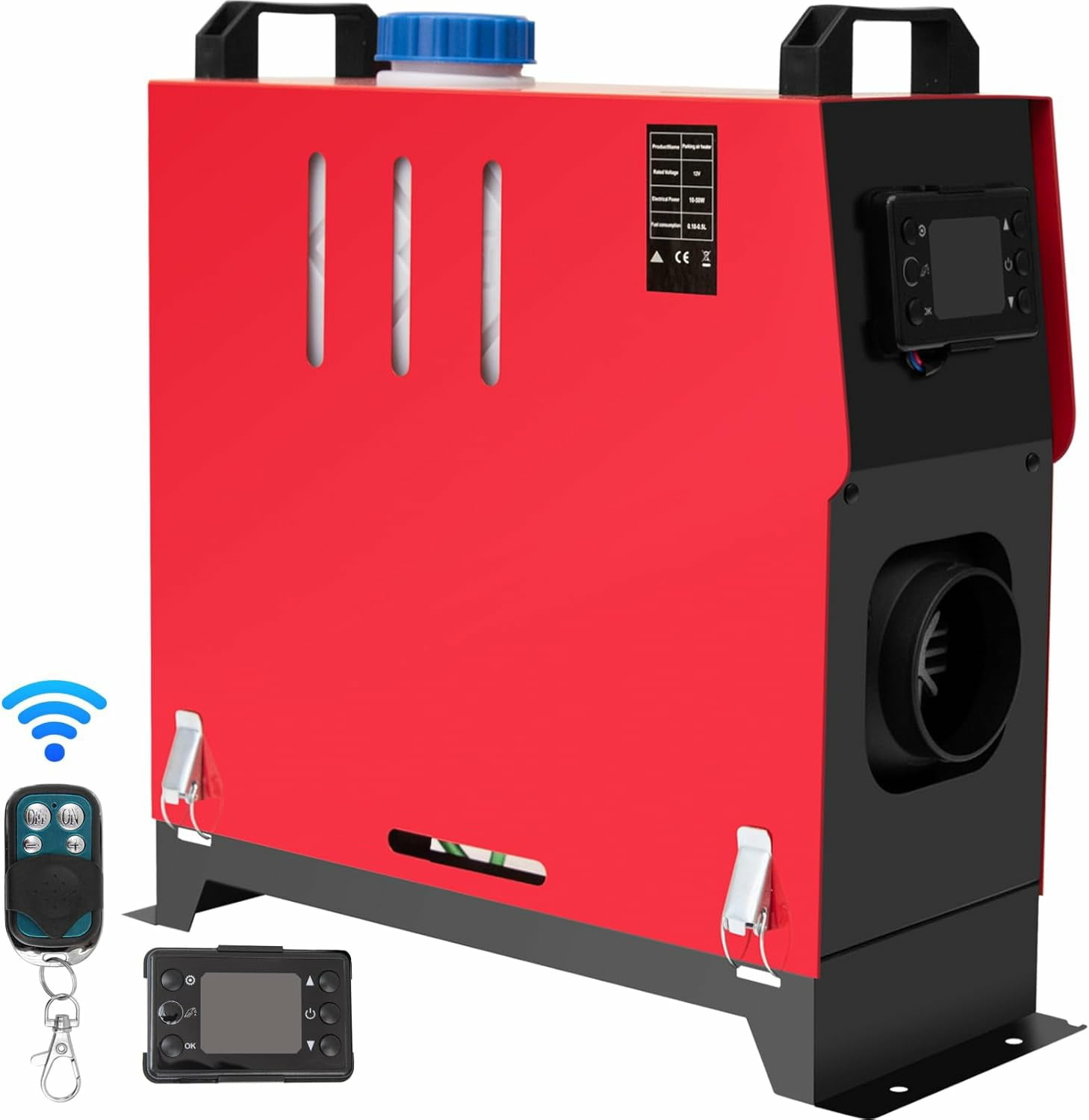 Jacgood 12V 8KW Diesel Air Heater, Black, With LCD Display, Remote Control, Silencer, for Recreational Vehicle