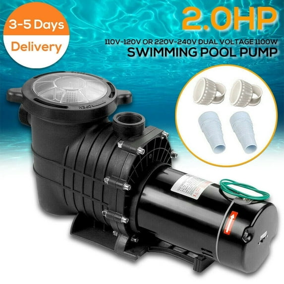 Jacgood 2.0 HP 110-120V /220-240V Inground/Above Ground Swimming Pool Pump, Dual Voltage Self Primming Pool Pump with Strainer Filter Basket & Drain Plug, 1500W 60HZ Silent Operation