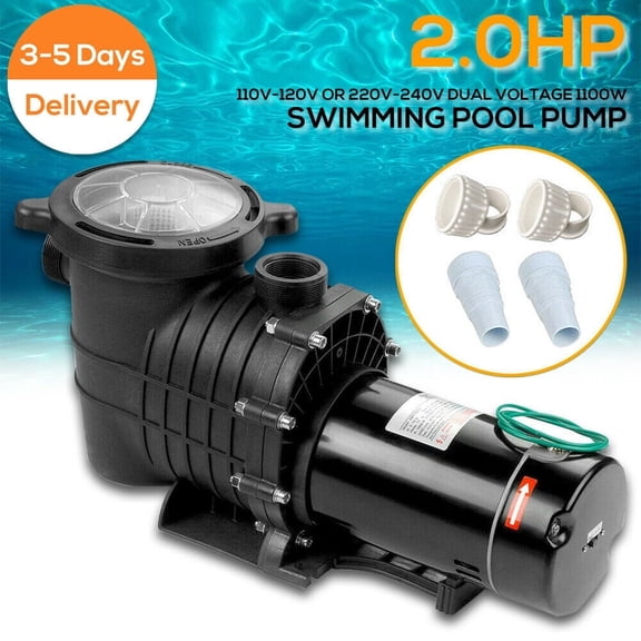Jacgood 2.0 HP 110-120V /220-240V Inground/Above Ground Swimming Pool Pump, Dual Voltage Self Primming Pool Pump with Strainer Filter Basket & Drain Plug, 1500W 60HZ Silent Operation