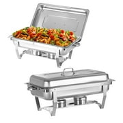 Jacgood 2 PCS Chafing Dish Chafer 8 QT Stainless Steel Food Warmer Foldable Stove Dish Set Rectangular Chafing Dish Buffet Catering Full size