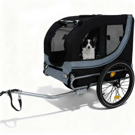 Jacgood 2-in-1 Dog Bike Trailer & Jogger Stroller - 132 LBS Capacity for Large/Medium Dogs, Tool-Free Setup, Quick-Release Wheels & Universal Coupler with Safety Kit