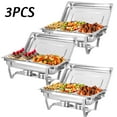thumbnail image 1 of Jacgood 3 Pack Chafing Dish Buffet Set 8QT，Silver Stainless Steel Food Warmer Chafer Kit Food Warmer with 1 Half Size & 2pcs 1/3 Size, 1 of 9