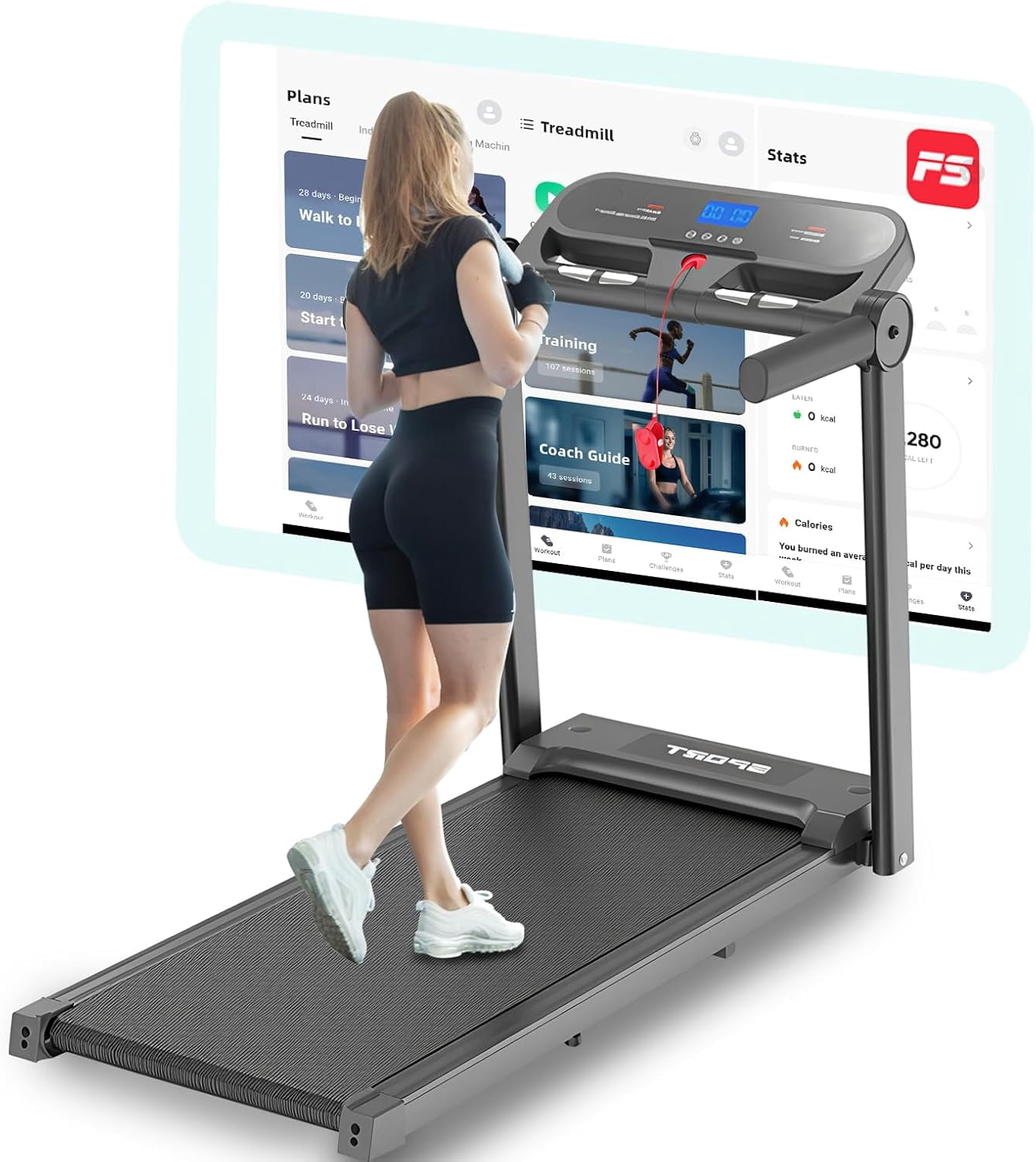 Jacgood 3HP Foldable Treadmill with 13 Programs,6.2MPH Walking Jogging Running Machine with Mobile Roller Design For Home Gyms