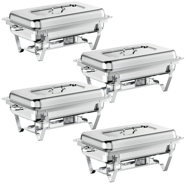 Chafing Dish Buffet Set 4 Pack Full Size, Jacgood 8QT Stainless Steel Chafing Dishes for Buffet, Chafers and Buffet Warmers Sets for Parties, Events, Wedding, Camping, Dinner