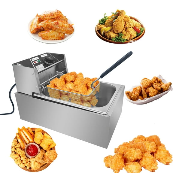 Jacgood 5.3QT Commercial Electric Deep Fryer 2500W Professional Stainless Steel Countertop French Fry with Basket for Restaurant