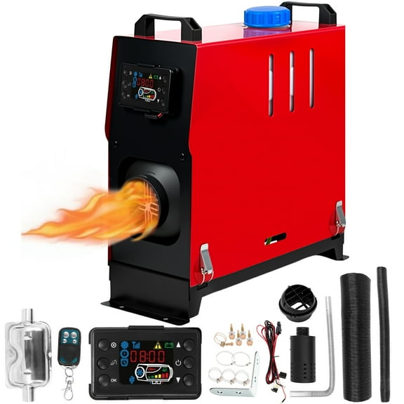 Jacgood 5-8KW Diesel Air Heater 12V All-in-One Parking Heater, Portable Diesel Heater with LCD Display & Remote Control for RV, Trucks, Bus, Boats, Motorhomes and Indoor Use -Red