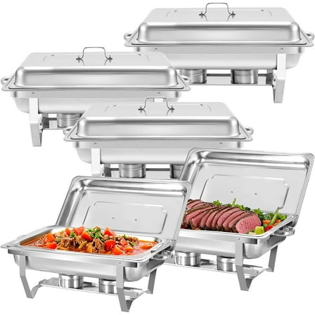 Jacgood 5 Pack 8QT Chafer Chafing Dish Buffet Sets Stainless Steel Serving Dish Catering Pans Food Warmer