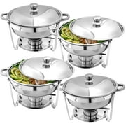Jacgood 5 qt Disposable Stainless Steel Chafing Dish with Lid & Holder Set of 4