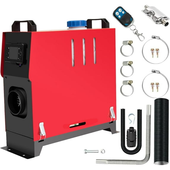 Jacgood 5KW Diesel Air Heater All in One,Fast Heating,for RV Truck, Boat,Bus,Car Trailer, Motorhomes,Caravans (Red)