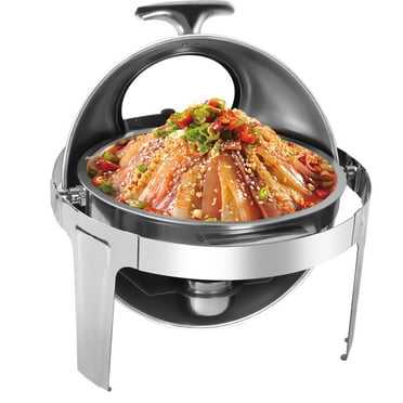 Jacgood 6.5 QT Round Roll Top Chafing Dish Buffet Set,Chafing Dishes for Buffet with Visible Lid,Serving Utensils,Stainless Steel Chafers for Catering for Parties,Events