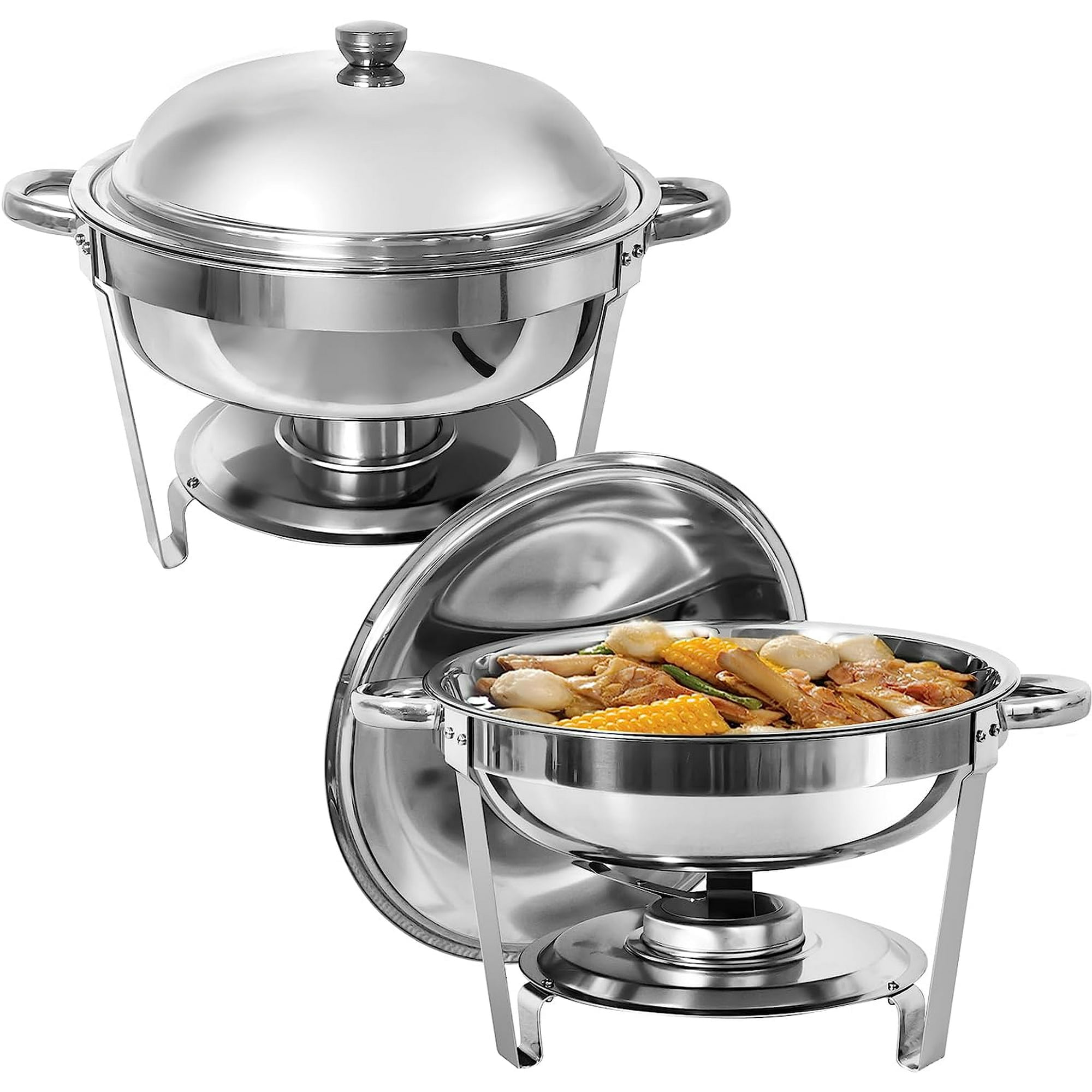 Jacgood 6 Qt Chafing Dish Buffet Set,2 pack Stainless Steel Round