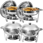 Jacgood 6 Qt Chafing Dish Buffet Set,4 pack Stainless Steel Round Chafers and Buffet Warmers Sets with Food and Water Trays for Catering