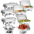 thumbnail image 1 of Jacgood 8 Pack Chafing Dish Rectangular 8QT 1/3 Pan×4+Full Pan×2+Round 6QT×2 Chafers Stainless Steel Catering Buffet Warmer Set for Parties,Events,Wedding,Dinner, 1 of 10