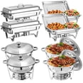 thumbnail image 1 of Jacgood 8 Pack Chafing Dish Round 5QT×4+Rectangular Half Pan×4 Chafers Stainless Steel Catering Buffet Warmer Set for Parties,Events,Wedding,Dinner, 1 of 11