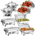 thumbnail image 1 of Jacgood 8 Pack Chafing Dish Round 6QT×4+Rectangular 8QT Full Pan×2+Half Pan×2 Chafers Stainless Steel Catering Buffet Warmer Set for Parties,Events,Wedding,Dinner, 1 of 10