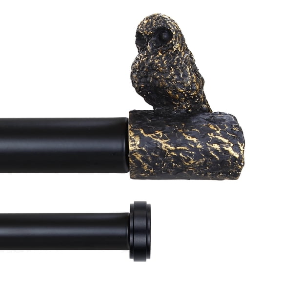 Jacgood 84-120" Decorative Double Curtain Rod with Bird Finials, 1" Adjustable Dual Window Rod Set for Layered Curtains, Black/Bronze Finish, Easy Install Hardware Included(bird 2)