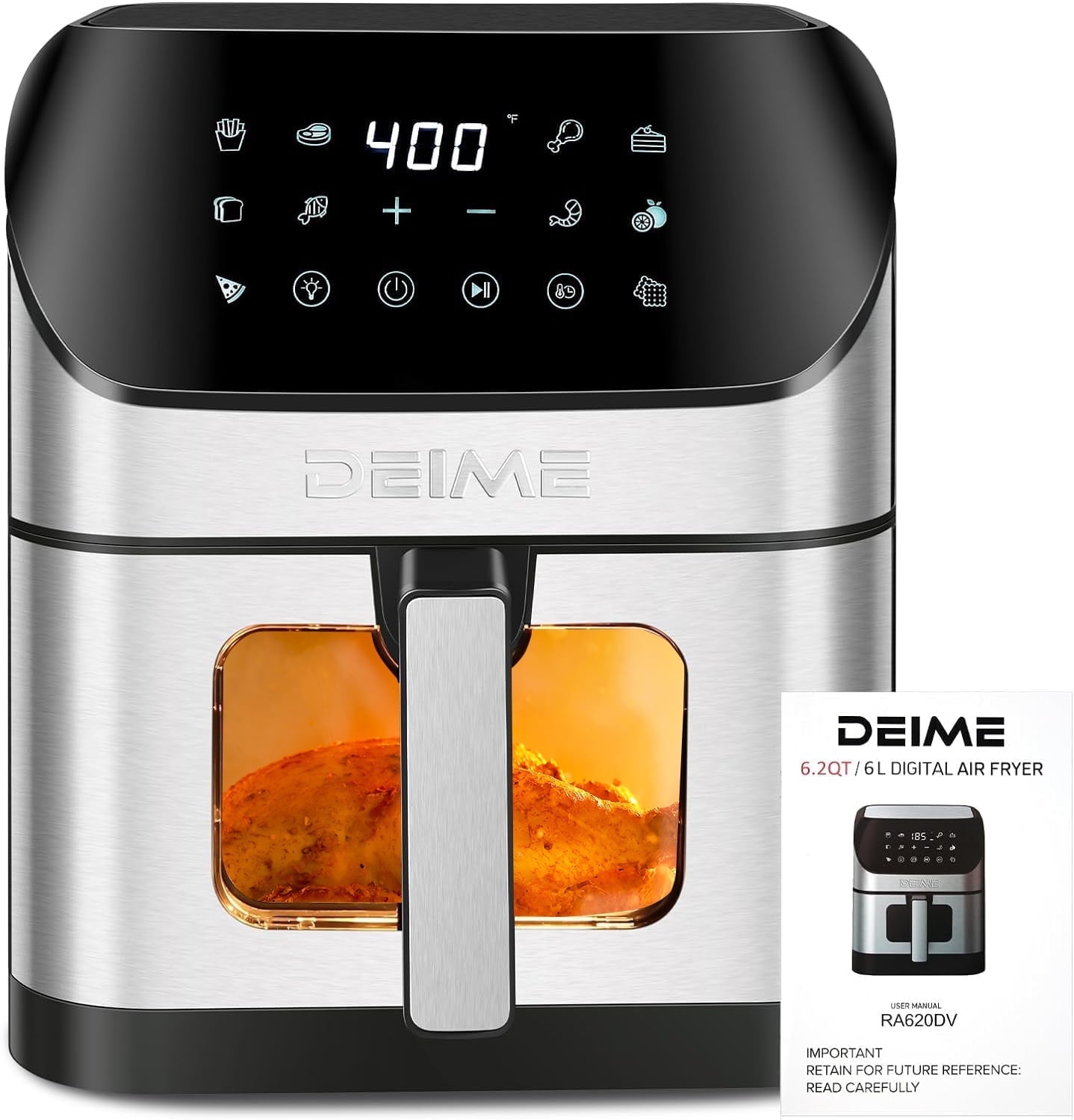 DEIME Air Fryer 6.2 QT Oilless 1500W Large Capacit