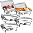 thumbnail image 1 of Jacgood Chafing Dish 5 Pack, 8QT Stainless Steel Chafing Dish Buffet Set Foldable Catering Food Warmer W Full Size Food Pan, 1 of 7