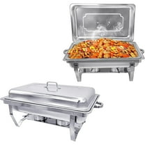 Jacgood Chafing Dish 8Qt Stainless Steel Chafer 2 Packs Full Size Rectangular Chafers for Catering Buffet Warmer Set