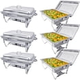 thumbnail image 1 of Jacgood Chafing Dish 8Qt Stainless Steel Chafer 6 Packs Full Size Rectangular Chafers for Catering Buffet Warmer Set, 1 of 8