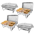 thumbnail image 1 of Jacgood Chafing Dish Buffet Chafer Set 4 Packs 8 Qt. Foldable Rectangular Stainless Steel Chafer Set with 1/3 Size Food Pans, 1 of 7
