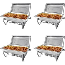 Jacgood Chafing Dish Buffet Set 4 Pack 8QT Full Pan Stainless Steel Food Warmer Chafer Complete Set with Water Pan, Chafing Fuel Holder for Home Party, Buffets, Wedding, Banquet, Catering Events