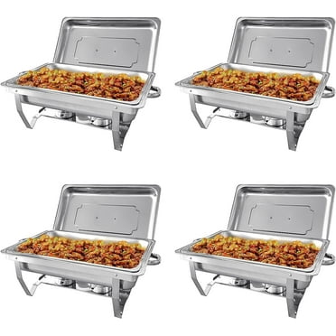Jacgood Chafing Dish Buffet Set 4 Pack 8QT Full Pan Stainless Steel Food Warmer Chafer Complete Set with Water Pan, Chafing Fuel Holder for Home Party, Buffets, Wedding, Banquet, Catering Events