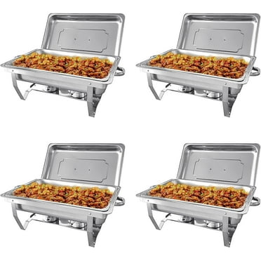 Jacgood Chafing Dish Buffet Set 4 Pack 8QT Full Pan Stainless Steel Food Warmer Chafer Complete Set with Water Pan, Chafing Fuel Holder for Home Party, Buffets, Wedding, Banquet, Catering Events