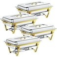 thumbnail image 1 of Jacgood Chafing Dish Buffet Set 4 Pack 8QT Gold Stainless Steel Food Warmer Chafer Complete Set with Water Pan, Chafing Fuel Holder for Home Party, Buffets, Wedding, Banquet, Catering Events, 1 of 6