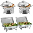 thumbnail image 1 of Jacgood Chafing Dish Buffet Set 4 Pack 8QT Rectangular + 6QT Round Stainless Steel Food Warmer Chafer Complete Set with Water Pan, Chafing Fuel Holder for Party Catering Christmas, 1 of 8