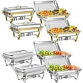 thumbnail image 1 of Jacgood Chafing Dish Buffet Set 8 Pack 1/2 Pan, 8QT Rectangular 4 Gold & 4 Silver Stainless Steel Chafing Dish Set, Buffet Warmer for Hotel Catering, Parties, Weddings, 1 of 8