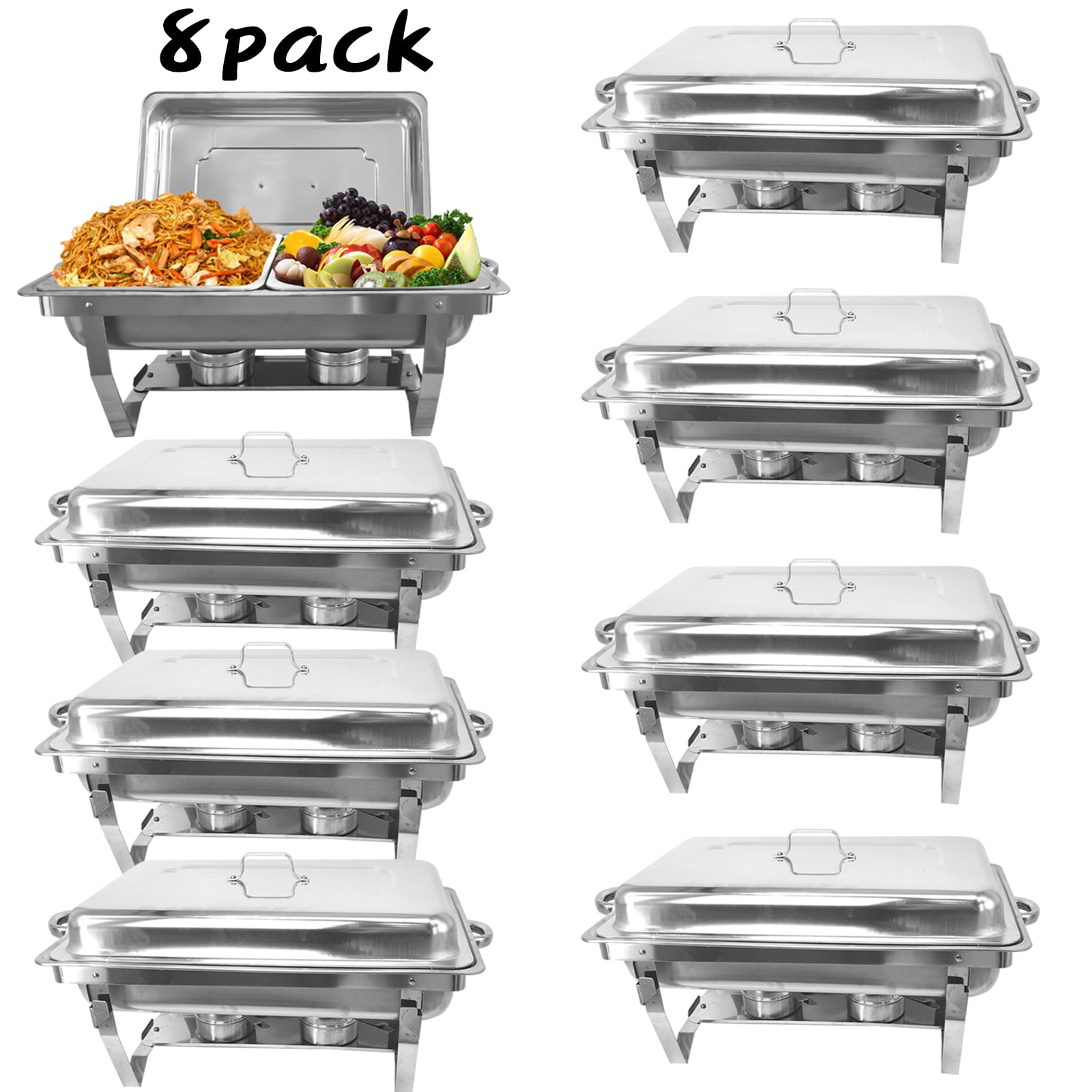 Jacgood Chafing Dish Buffet Set 8 Pack 8QT, Stainless Steel 2 Pans Food