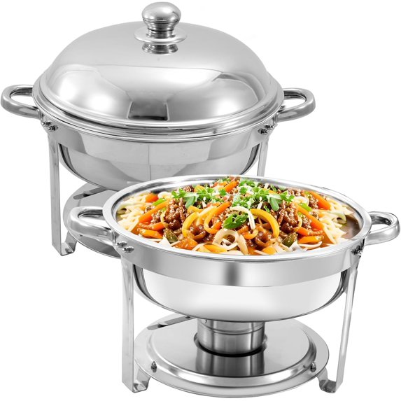Jacgood Chafing Dishes for Buffet Set, 2 Pack Chafers for Catering, Round Chafing Dish Buffet Set with Lids, Chafers and Buffet Warmers Sets, Serving Food Warmer