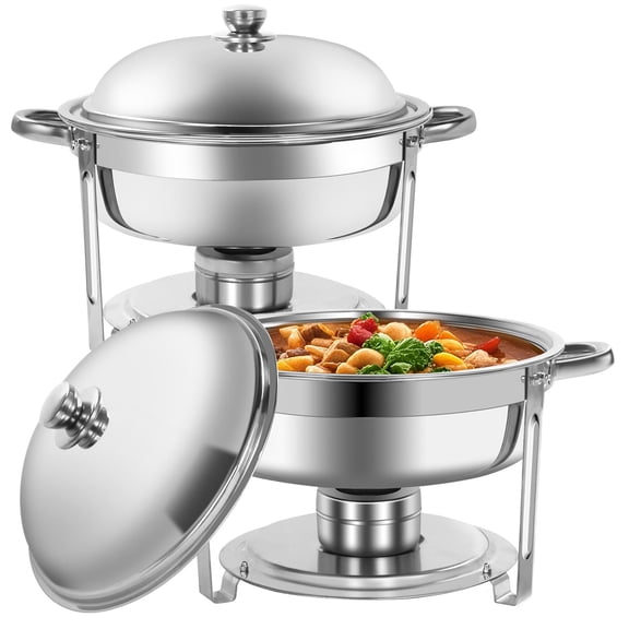 Jacgood Chafing Dishes for Buffet 2 Pack, 6QT Round Chafing Dish Buffet Set for Parties, Silver Stainless Steel Buffet Servers and Warmers