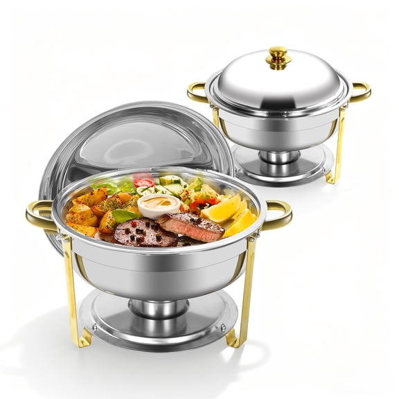 Jacgood Chafing Dishes for Buffet 2 Pack, 6QT Stainless Steel Chafing Dish Buffet Set, Buffet Servers and Warmers for Home, Christmas Gatherings
