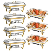 Jacgood Gold Chafing Dishes for Buffet 9QT, 7 Pack Food-Grade Stainless Steel Chafers for Catering