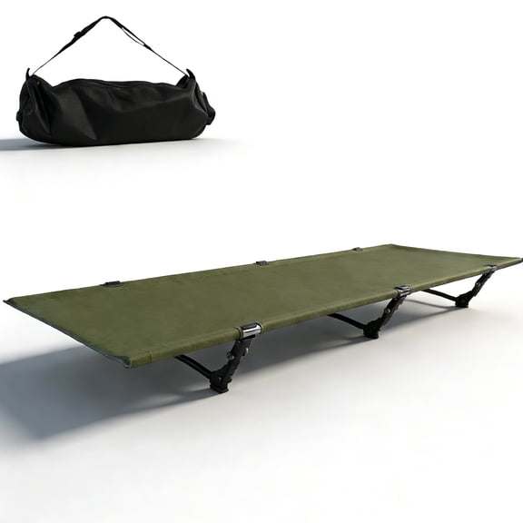 Jacgood Height Adjustable Camping Cot, 300 lbs Capacity Portable Folding Bed for Adults, Dual Height Sleeping Cot for Camping, Hiking, Home & Office, Army Green