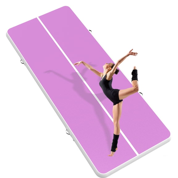 Jacgood Inflatable Gymnastics Mat 20 FT x 6.6 FT x 8 Inch Air Tumble Track Mat with 600 W Electric Pump for Tumbling Cheer Training Yoga Beach , Purple