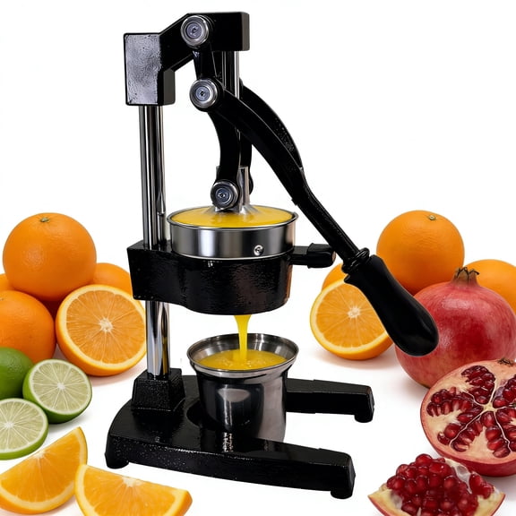 Jacgood Manual Fruit Juicer Hand Press - Commercial Grade Cast Iron Citrus Squeezer - 304 Stainless Steel Extractor for Pomegranate, Orange, Lemon, & Grapefruit -Dishwasher Safe, Non-Slip Base