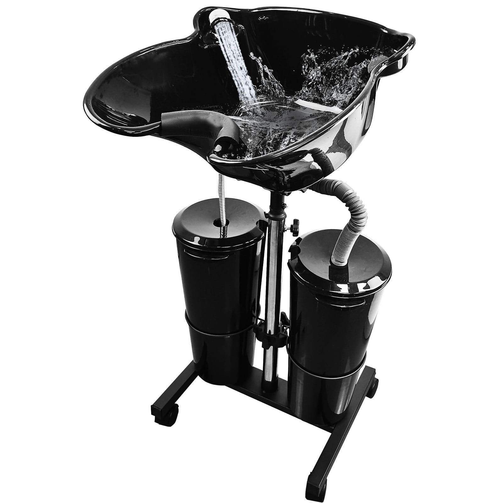 Jacgood Portable Hair Washing Sink,with 2 Bucket and Drain Hoses,Basin Height Adjustable, Barber
