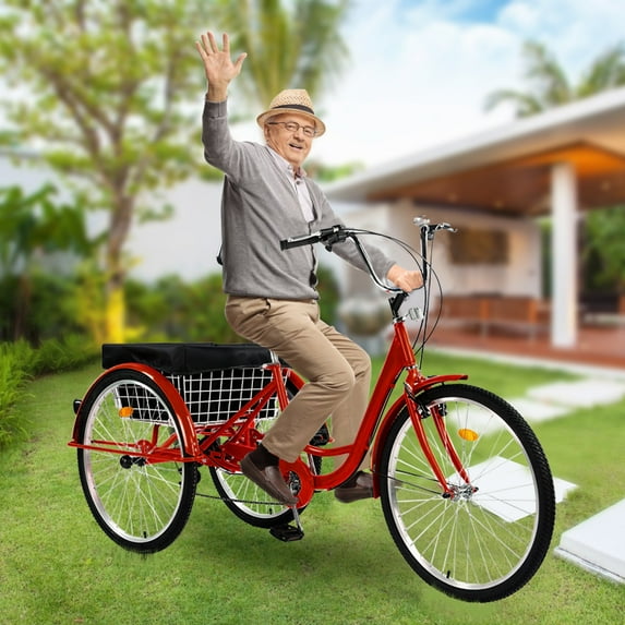 Jacgood Portable Unisex Adult Tricycle, Red, 26"