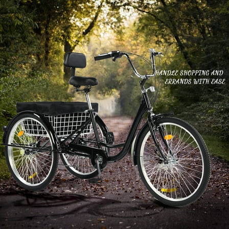 Jacgood Portable Unisex Adults Tricycle, Black, 26"