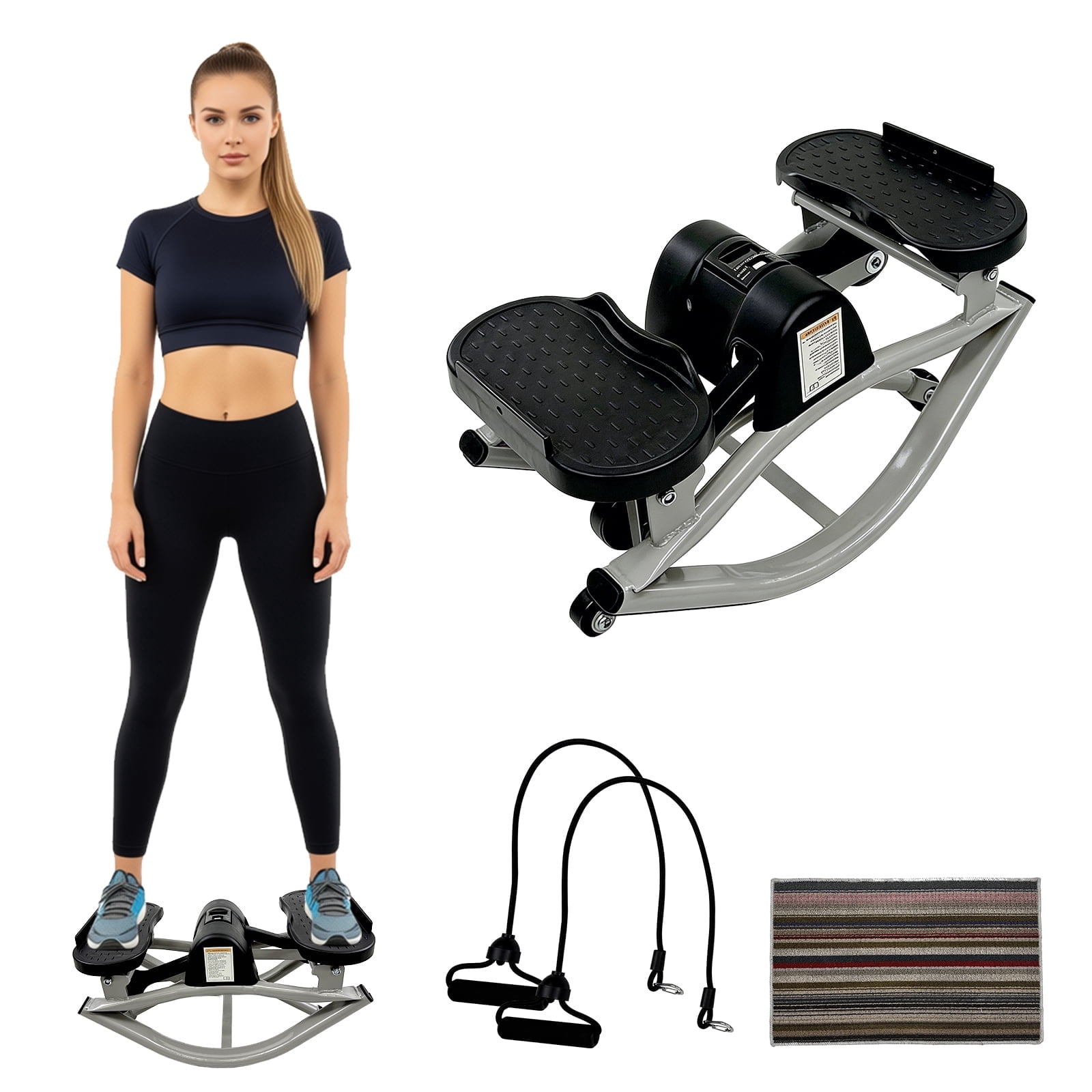 Stepping Rocking Exercise Machine Jacgood Rock Stepper Machine with Resistance Bands & Digital Monitor ...
