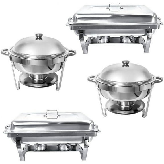 Jacgood Stainless Steel Chafing Dish Buffet Set,2 Rectangular Chafers + 2 Round Chafing Dish