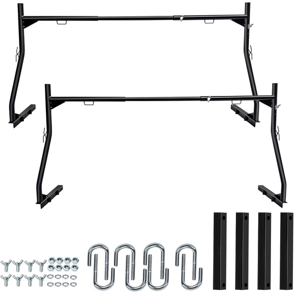 Jacgood Truck Rack, 46-71inch Extendable Truck Ladder Rack, 800 lbs Capacity Steel Ladder Rack J-bolts install, Heavy Duty Truck Bed Rack for Kayak, Surfboard, Lumber, Ladder