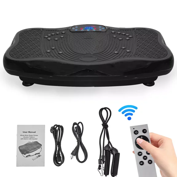 Jacgood XXL 330LBS Vibration Plate Exercise Machine - Whole Body Workout Vibration Fitness Platform w/ Loop Bands - Home Training Equipment for Weight Loss & Toning，120 Levels Black