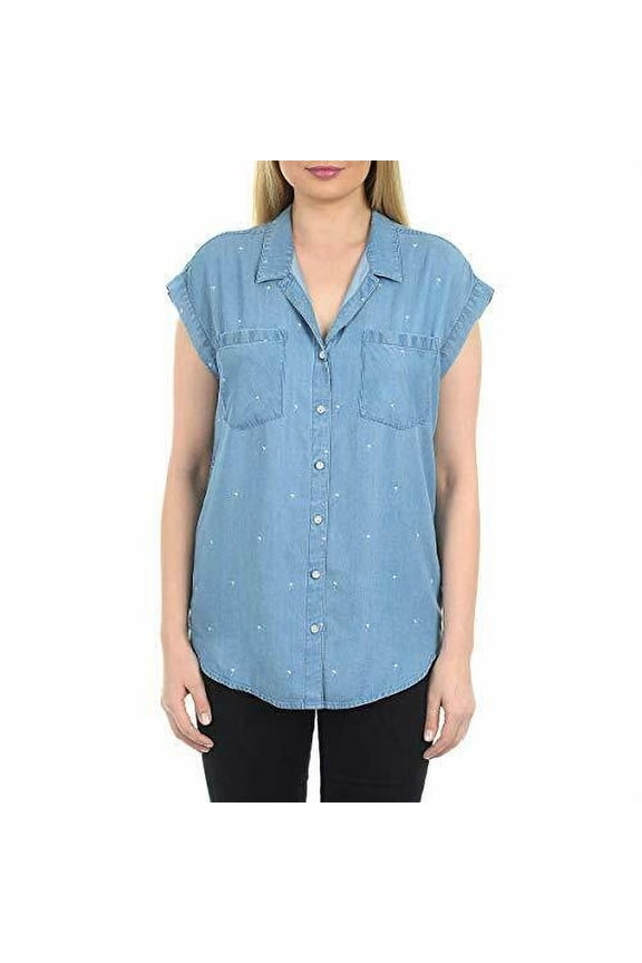 Jach's Ladies' Girlfriend Short Sleeve Tencel Blouse in Medium Denim, M